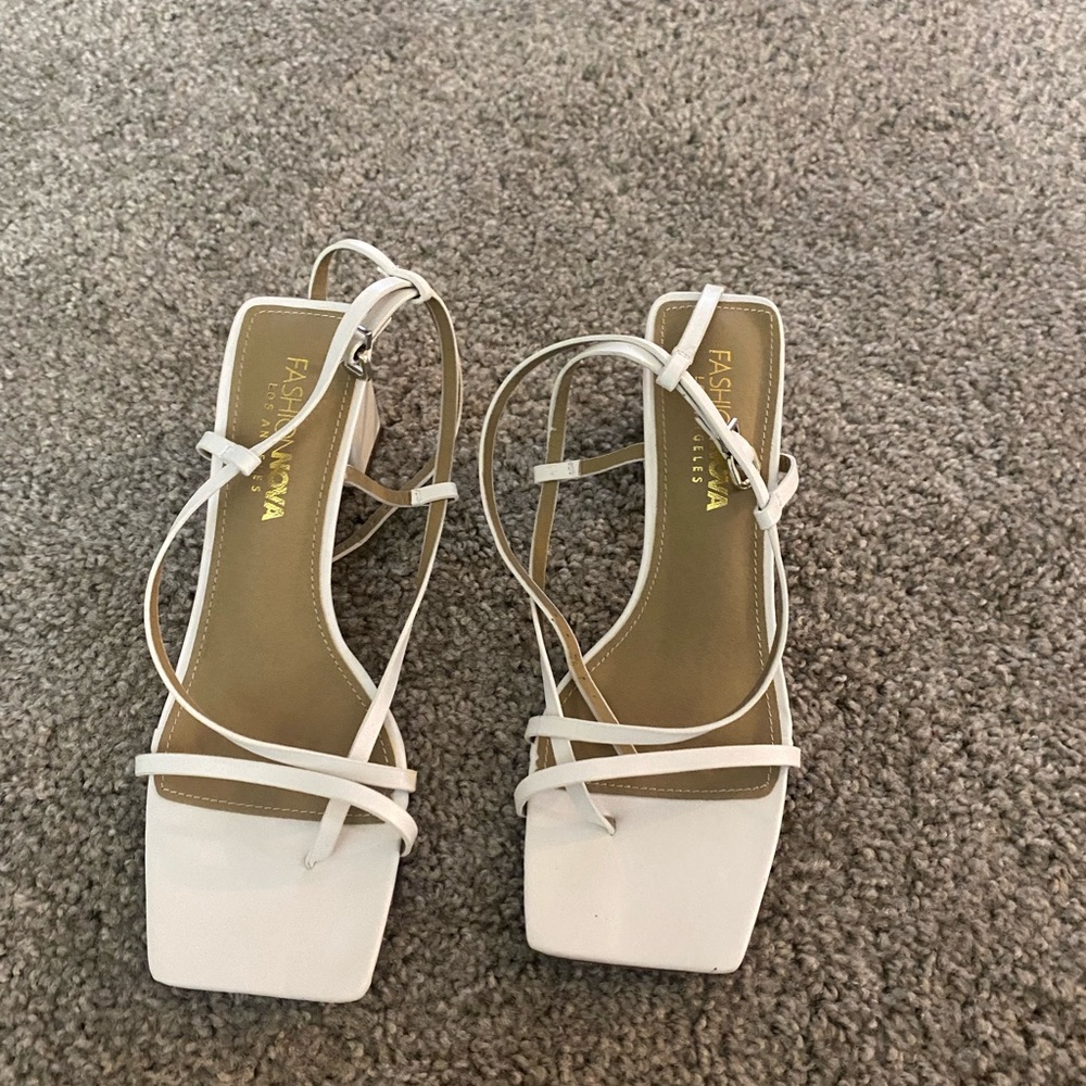 White heeled sandals
